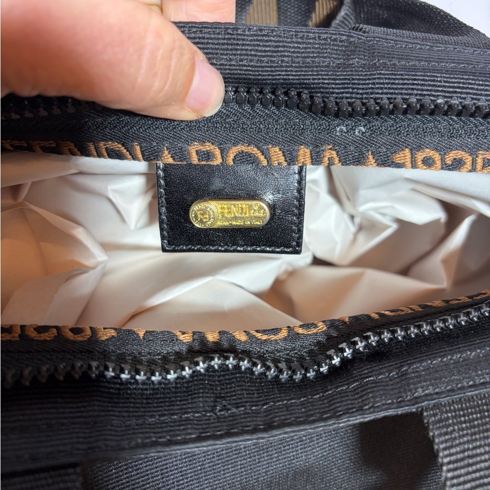 Fendi Black Tote with Brown Lettering - Picture 11 of 15